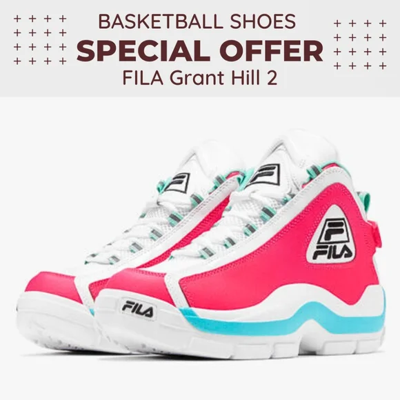 Fila Shoes Fila Grant Hill Basketball Pink And White Mid